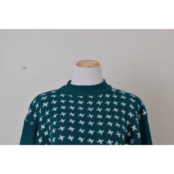 Vintage 90s Mock-neck Emerald‎ Green Acrylic Sweater size P-M - Picture 7 of 10
